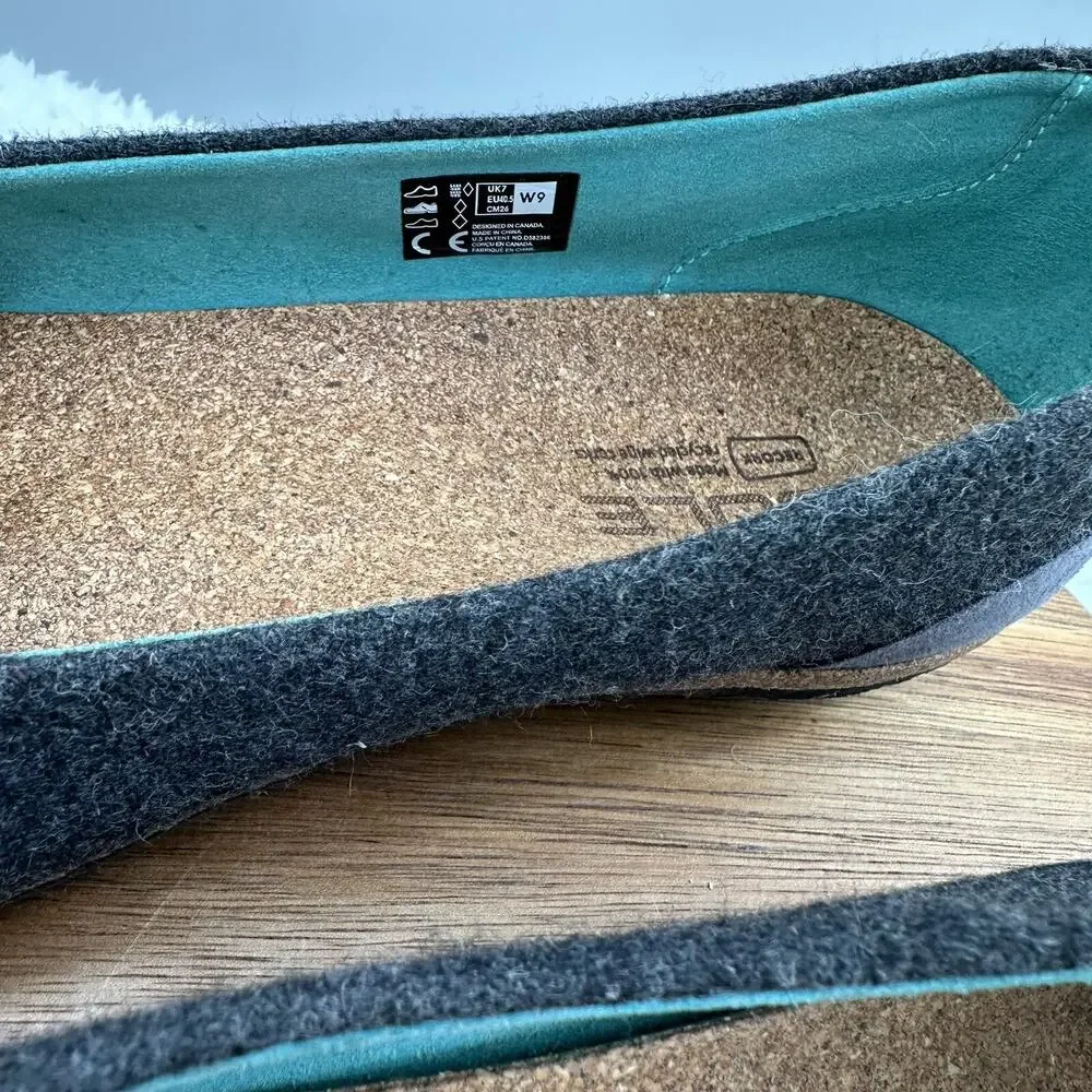 SOLE District Shoe by ReCork‎ Womens 9 Gray Grace Carbon Negative Slip on Flat
